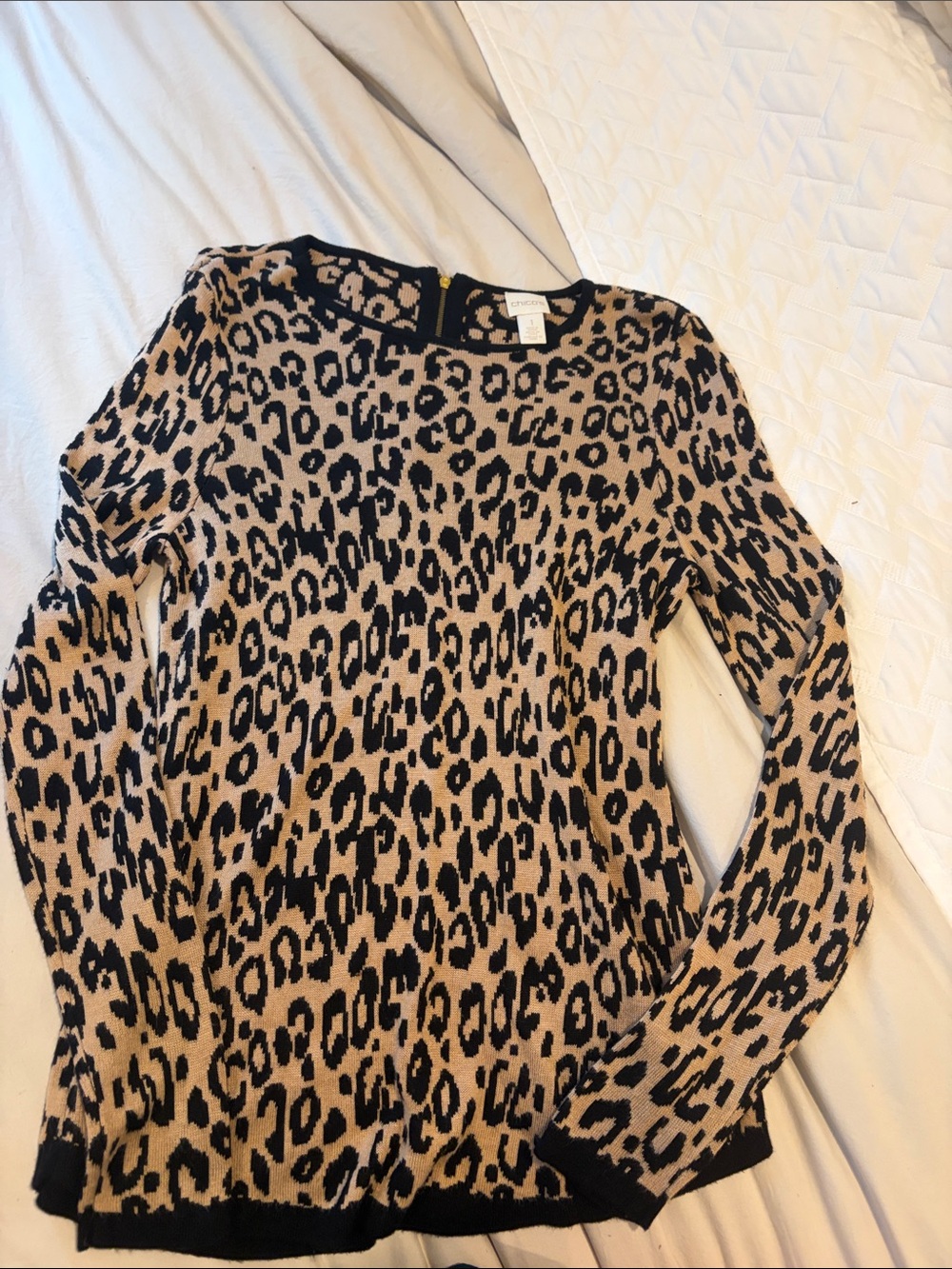 Chico's Leopard-Print Knit Top - Black & Tan